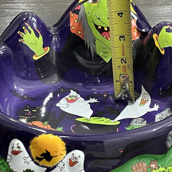 Vintage Ullman Halloween Witch Trick or Treat Candy Bowl 13” Spooky Pumpkin 3D - Picture 8 of 8